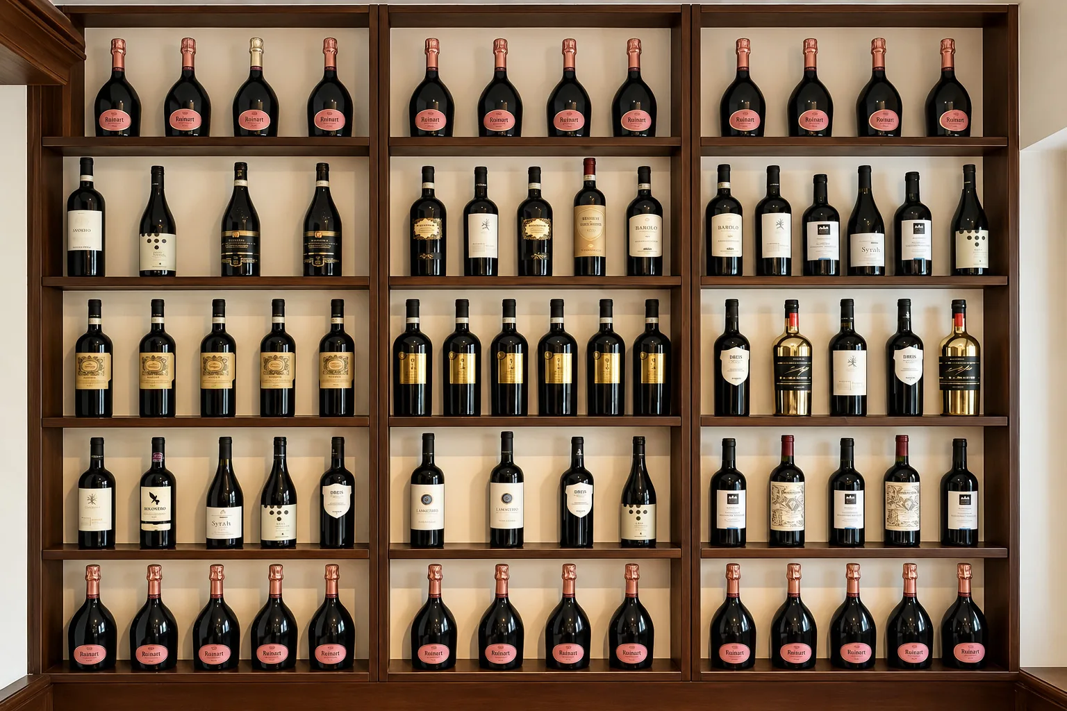 Weinregal mit italienischen Weinen